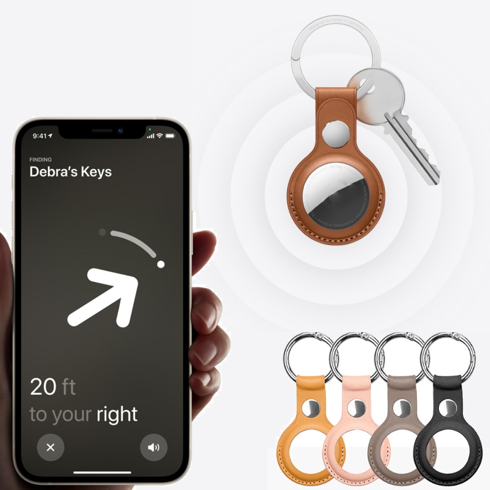 Voor Apple Airtags Case Lederen Beschermhoes Locator Tracker Anti-Verloren Apparaat Sleutelhanger Beschermhoes Airtags Accessoires
