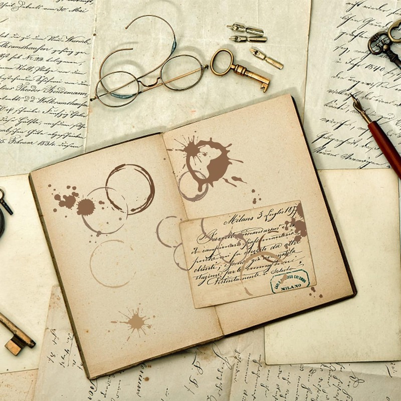 1 Vel Theevlekken Duidelijke Stempel Koffievlekken Achtergrond Transparante Siliconen Stempel Spill voor Scrapbook Kaarten Maken 4,3 x 6,3 Inch