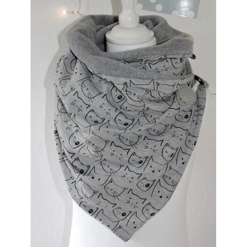 Foulard enroulé femme en cachemire | Imprimé écossais, style Triangle, boutons solides, décoration, écharpes chaudes en cachemire Pashmina: 12