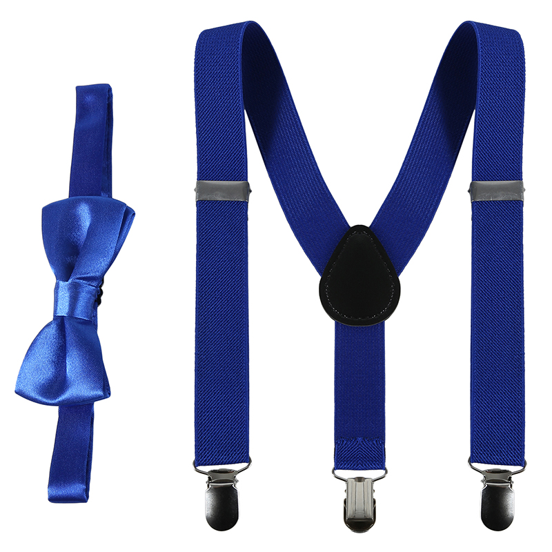 Kids Suspenders With Bowtie Children Bow Tie Set Boys Braces Girls Adjustable Suspenders Baby Wedding Ties Accessories: Royal Blue