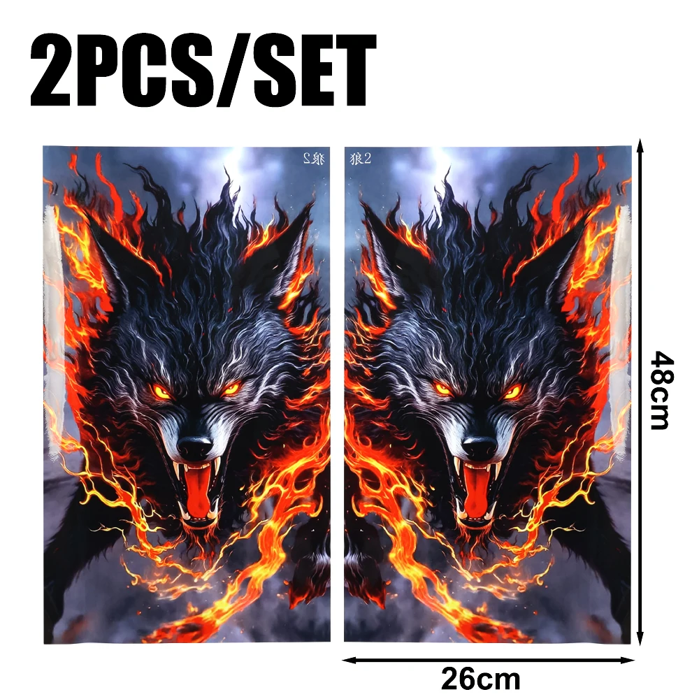Car Window Center Pillar Sticker Door B-pillar Flame Wolf Tiger Decorative Decal Black Carbon Patterned Waterproof Car Stickers: GRAY