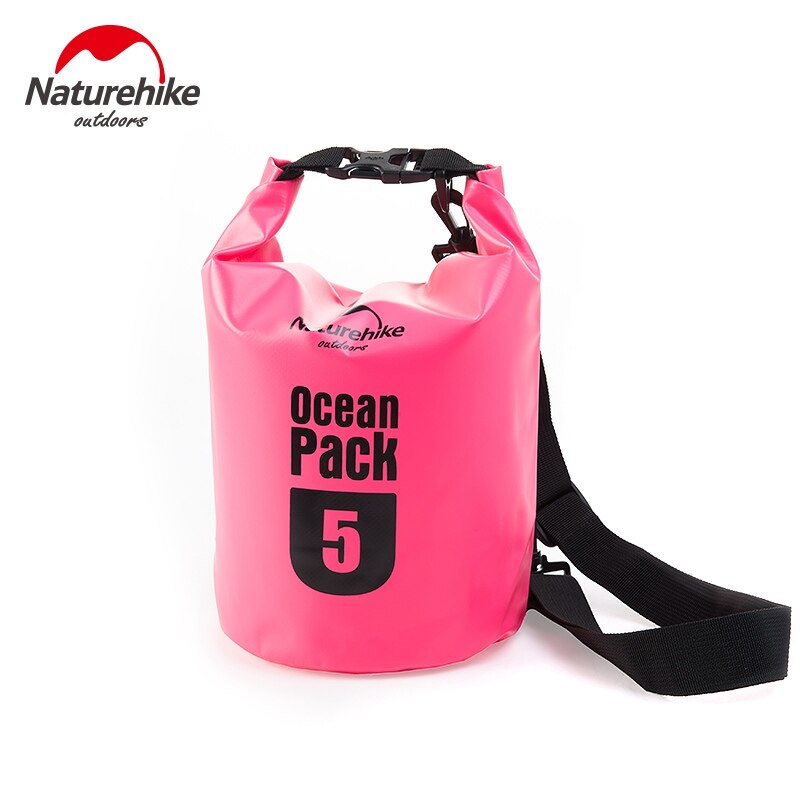 Naturehike river trekking tasker vandtæt taske udendørs tørpose sæk opbevaringstaske til rafting sejlsport kajak kano: Lyserød 5l