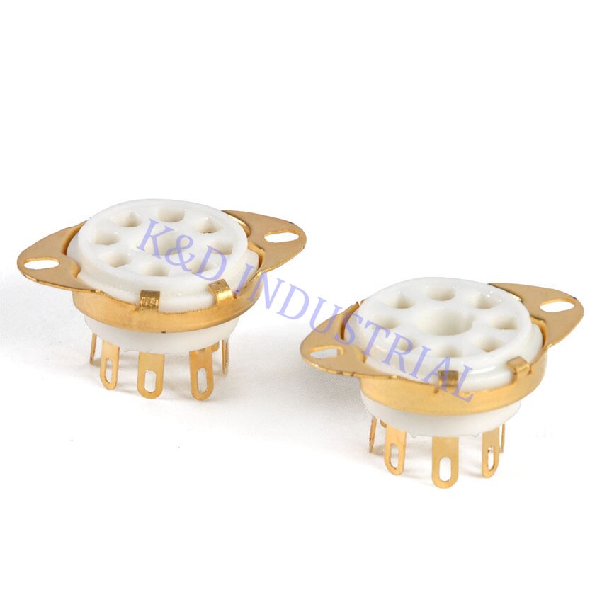 2x 8-Pin Ceramic Gold Plate Tube Socket Octal Vacuum Tube Chassis Mount for EL34 6550 KT88 KT66 6SN7 5U4G 6CA7 6L6