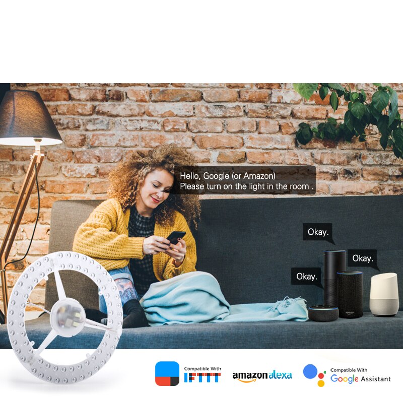 Smart home control Tuya Smart Life LED ceiling light wick 96W 72W Panel Lamp AC 165-265V Remote Dimmable Control for room lights