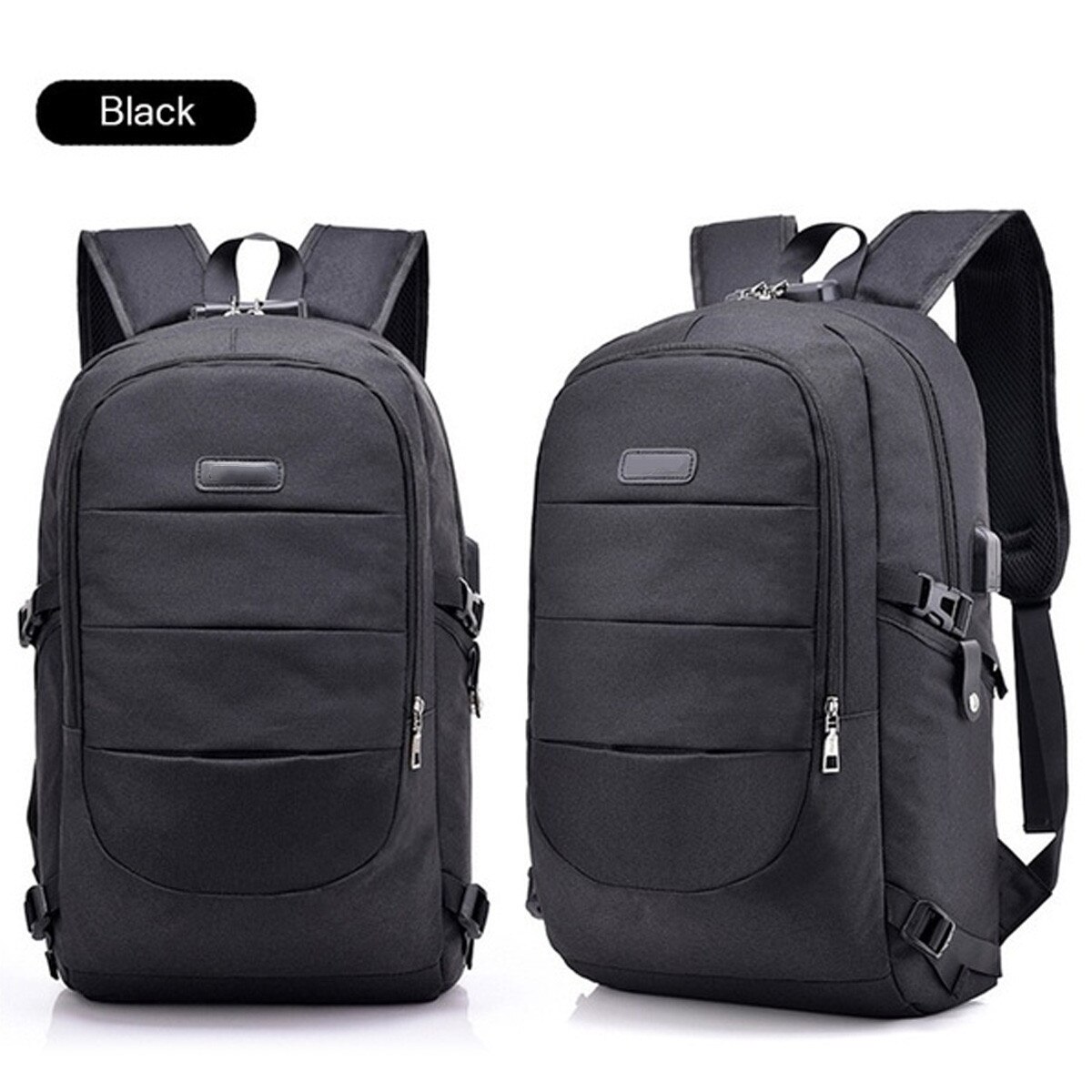 Mannen Rugzak Tas 17.3 "Laptop Notebook Mochila Grote Usb-poort Mannelijke Waterdichte Back Pack Rugzak School Rugzak Anti Diefstal: Black