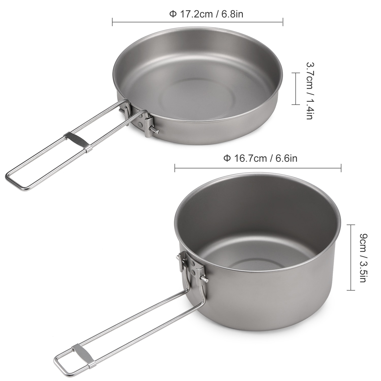 Camping kokkärl set titan kastrull och stekpanna set med lock och vikbara handtag för utomhuscamping vandring backpacking picknick