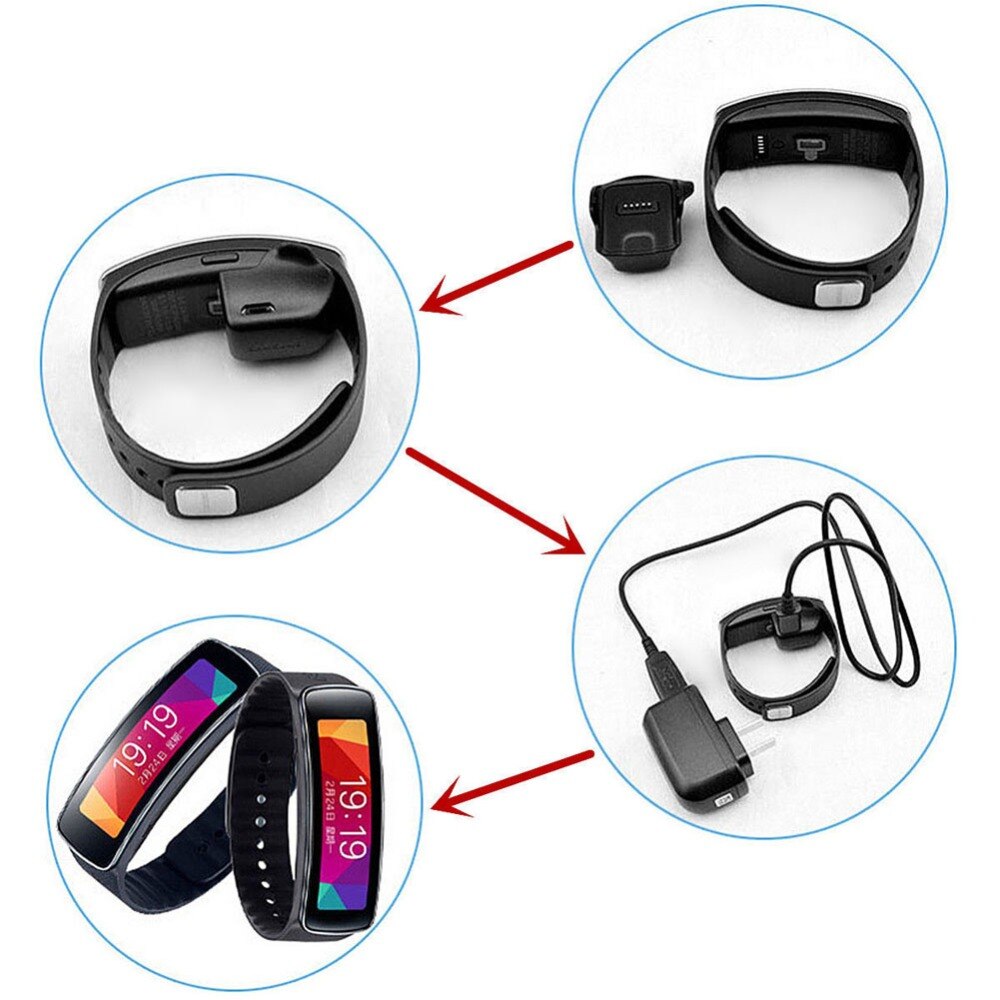 För samsung gear fit  r350 klockor laddningsbas smart klock dock laddare sittplats laddning vagga med usb kabel smartwatch laddare