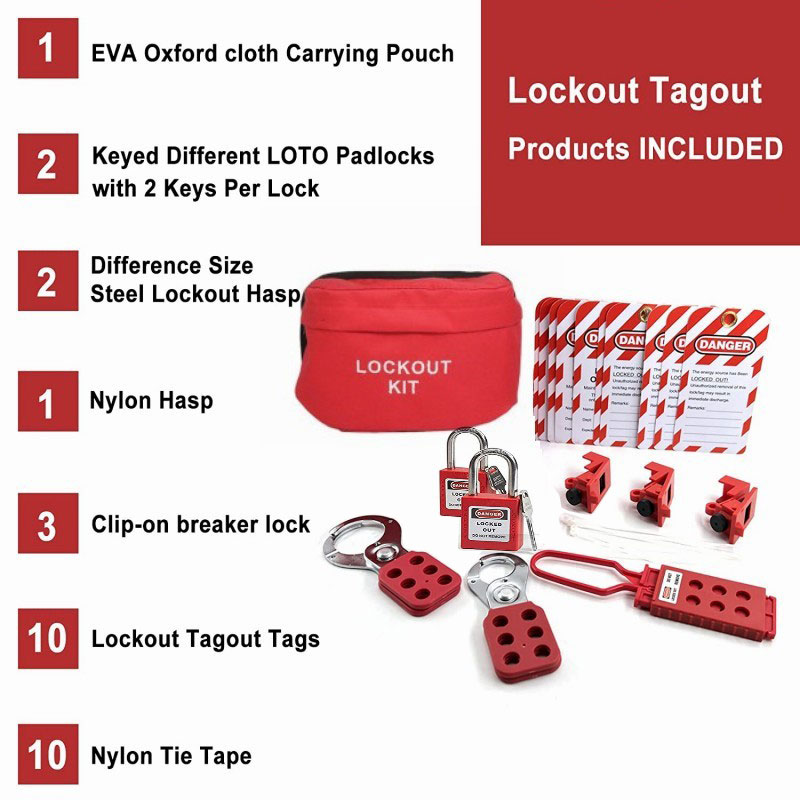 Electrical Lockout Tagout Kit - Universal Circuit Breaker Lock, Loto Tags, Loto Locks Set (2 Keys Per Lock) for Safe Electrical