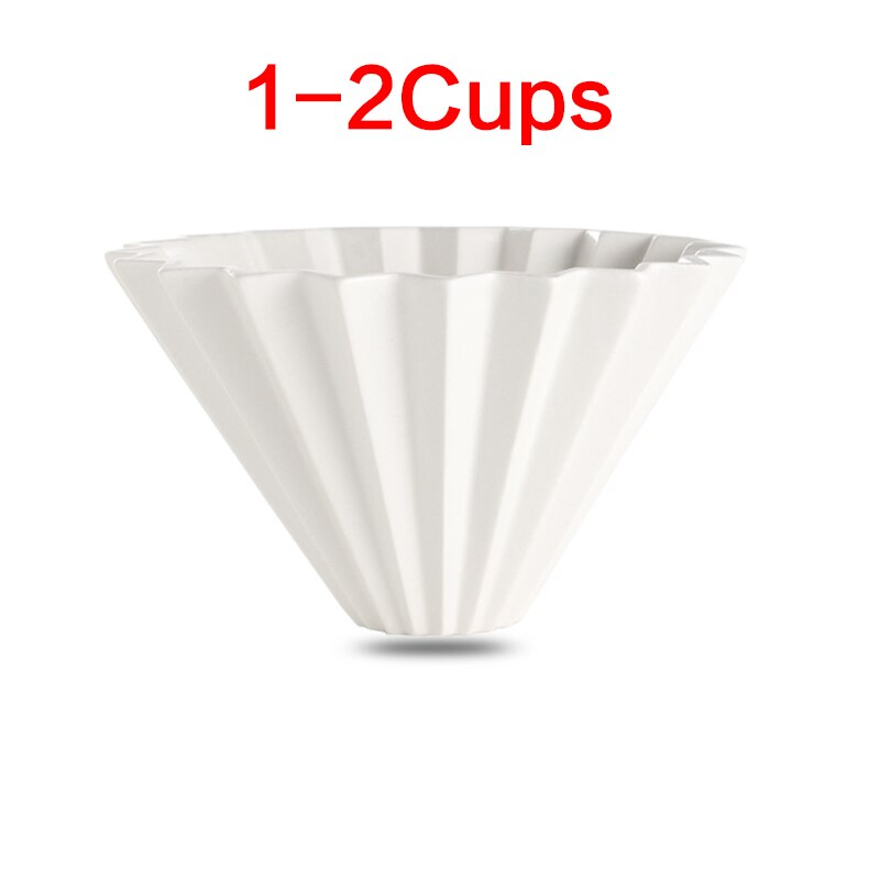 Ceramic Coffee Dripper 1-2Cups 1-4Cups Engine Style Coffee Drip Filter Cup Permanent Pour Over Coffee Maker: 1-2 Cups White