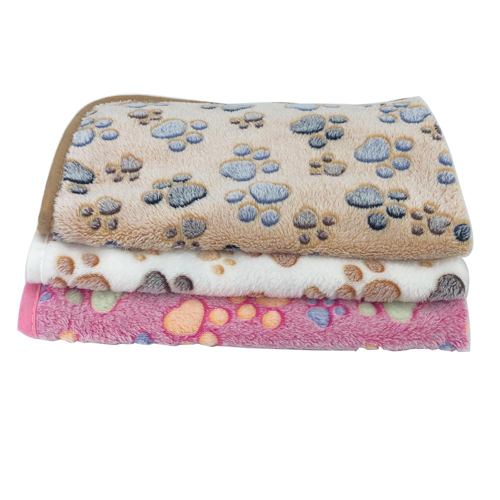 Pet Soft Warm Blanket Winter Coral Plush Paw Print Blanket Cat And Dog Mattress Medium Small Dogs Cats Coral Fleece Pet Supplies