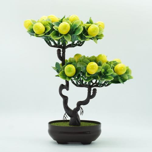 Plast kunstig frugttræ kunstig fersken orange frugttræ kunstige planter potteplanter bonsai desktop bonsai boligindretning: Citron