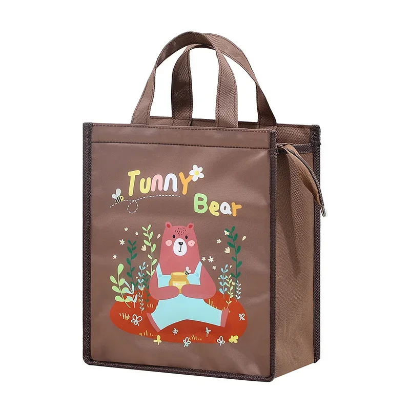 High-Capacity Portable Insulated Lunch Bag Women/Kid Picnic Work Travel Food Thermal Storage Container Bento Box Cooler Tote Bag: Khaki