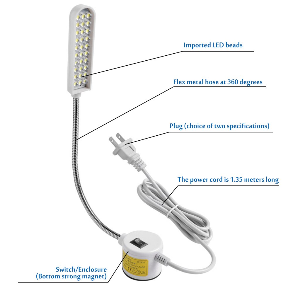 LED Super Bright Sewing Clothing Machine Lights Multifunctional Flexible Work Lamps Lights For Workbench Lathe Magnetic Base