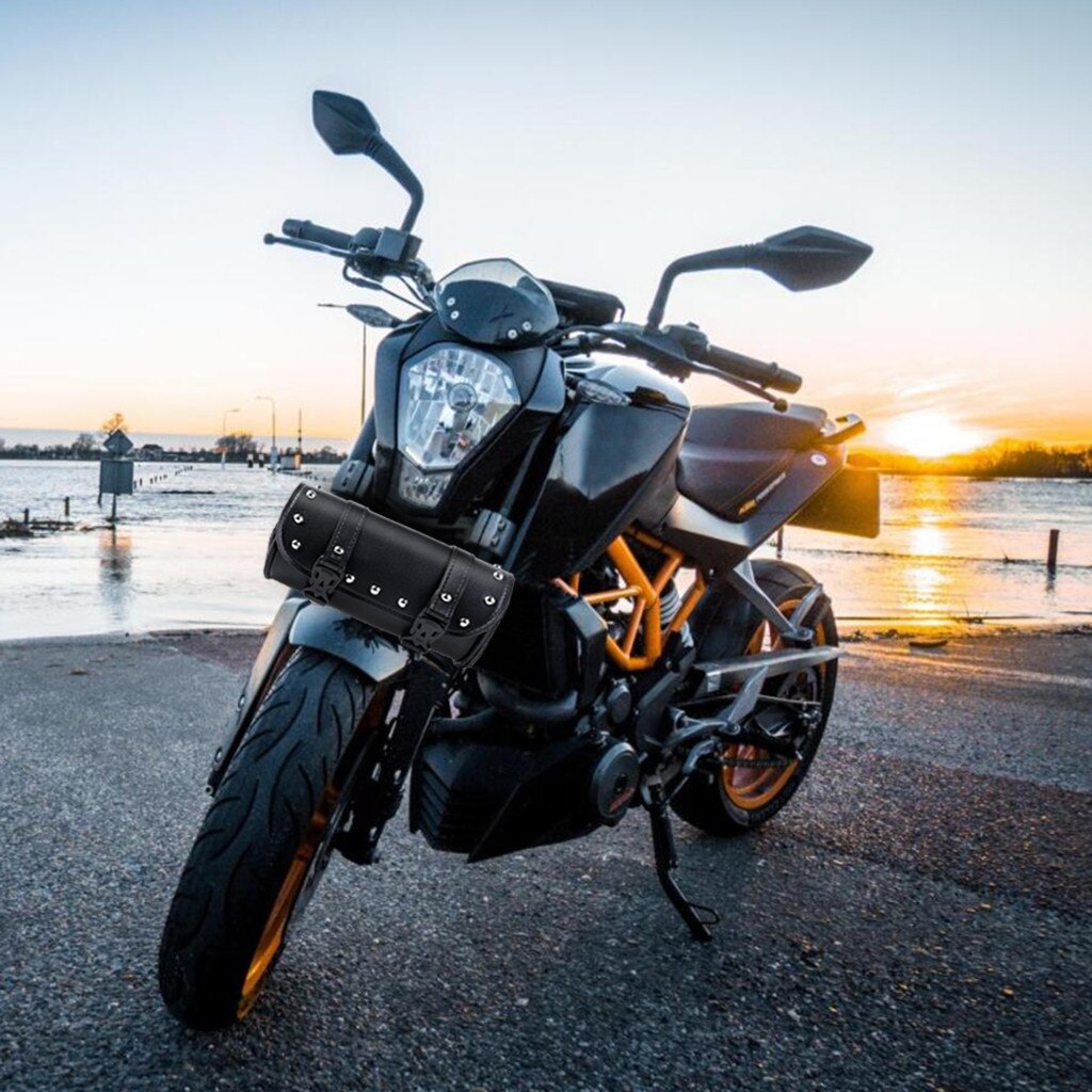 Universele Motorfiets Werkzeug Taschen Motorcycle Cruiser Gereedschapstas Vork Vat Vorm Stuur Voorvork Tas PU Leer