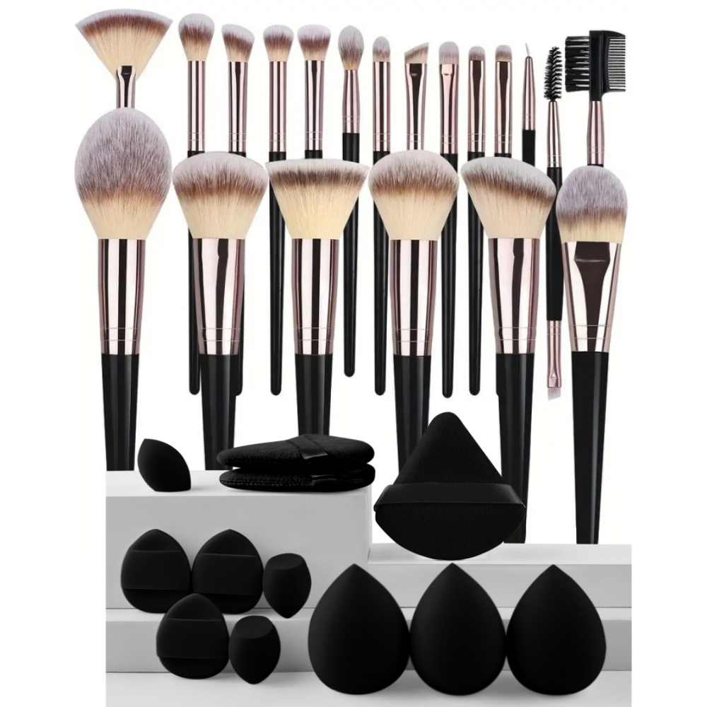 Juego de brochas de maquillaje para mujer, 3-20 piezas, base, sombra de ojos, colorete, resaltador, corrector, herramienta de belleza femenina, esponjas de belleza, esponjas para pulgar: Gris