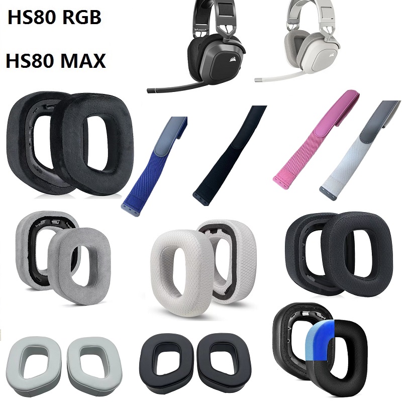 Ohrpolster für CORSAIR HS80 RGB / HS80 MAX Kopfhörer Ersatz Ohrenschützer Ohrpolster Ohrpolster Stirnbandband