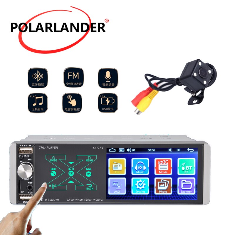 Smart AI Voice 4.1'' LED Camera Capacitive Screen Player Full HD 1080P Artificial Intelligence Single Ingot MP5 Smart Voice