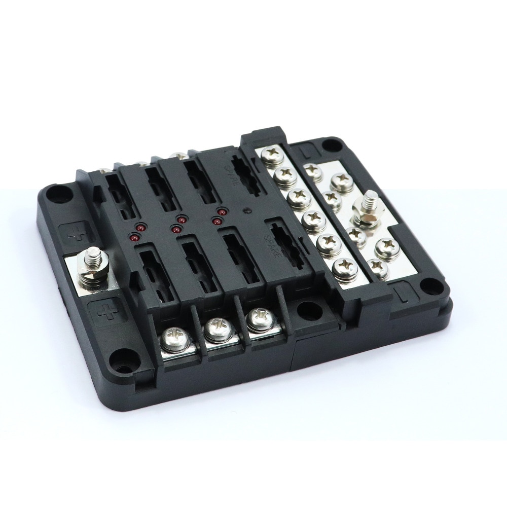 6 Way DC32V 100A Blade fuse blocks screw terminals with 12P negative busbar