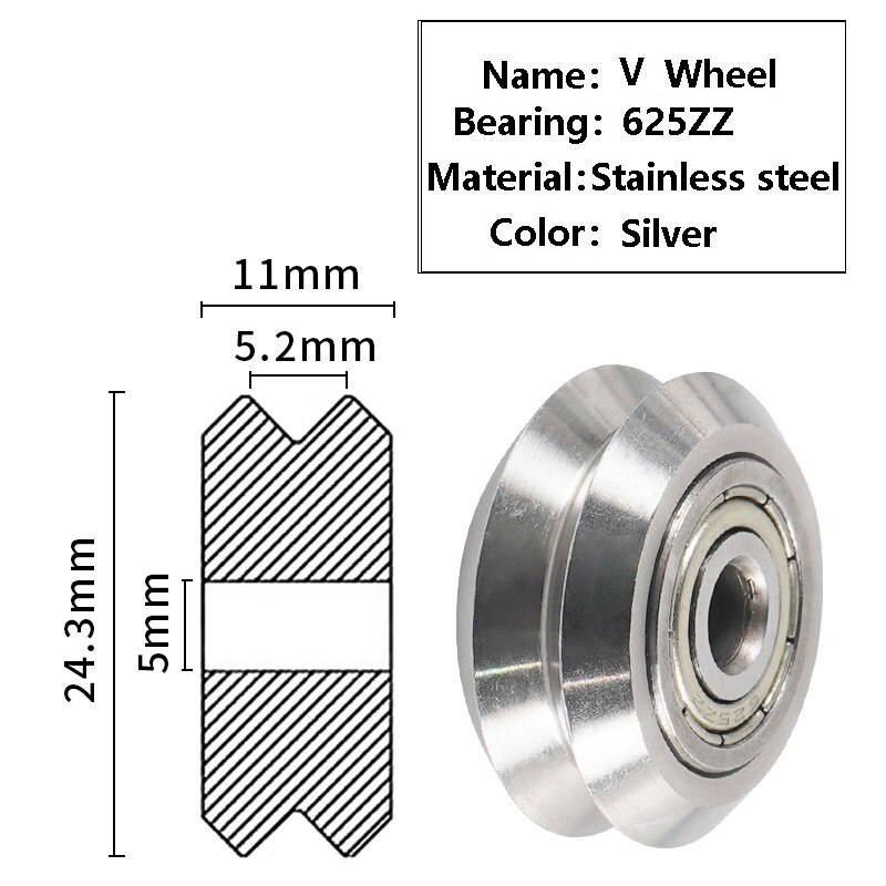 Mega 8Pc 3D Printer Polycarbonaat Katrol Wiel V-Slot Pom 625zz/Rs Lineaire Lagers Openbuild Voor Creality CR10 S5 Ender 5 3/3Pro: 8PCS V Silver Wheel