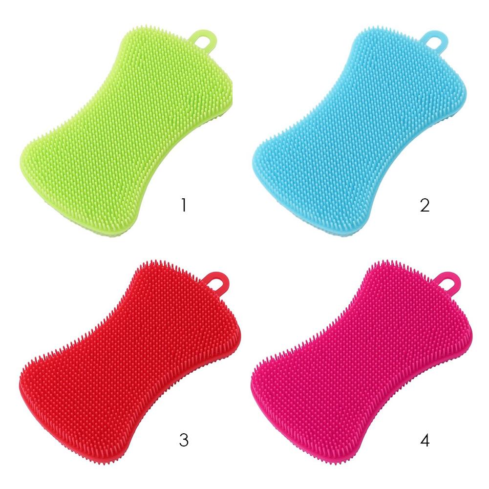 1/3/4pcs Kitchen Cleaning Brush Silicone Dishwashing Brush Pot Pan Sponge Scrubber Fruit Vegetable Dish Washing Cleaning Brushes