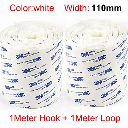 Breedte 100/110Mm Sterke Zelfklevende Klittenbandsluiting Tape Nylon Sticker Plakband Met 3M lijm 1 Meter/partij: 110mm  white