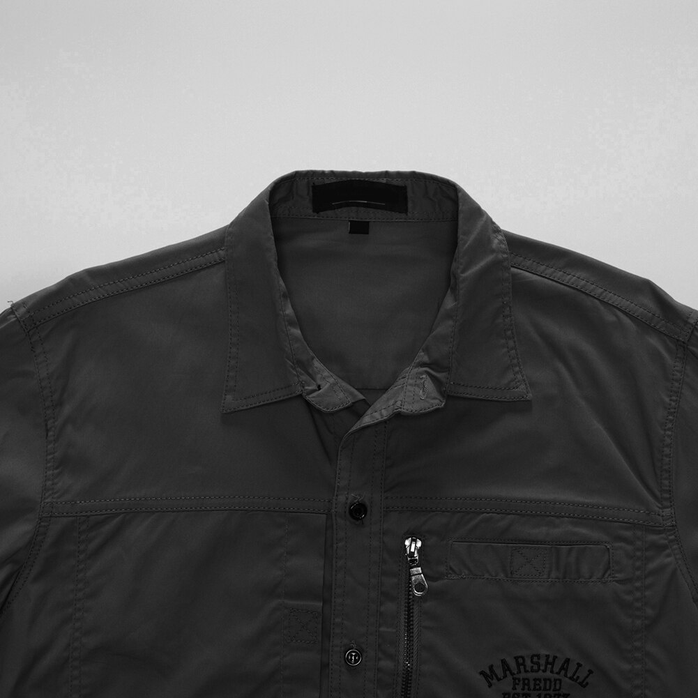 Lente Herfst Mannen Shirt Lange Mouw Effen Kleur Revers Rits Shirt Outdoor Casual Shirt Grote Maat