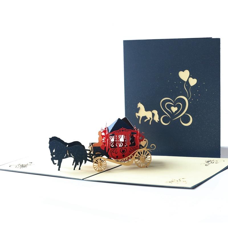 My Wedding greeting cards handmade paper sculpture horse blessing small card