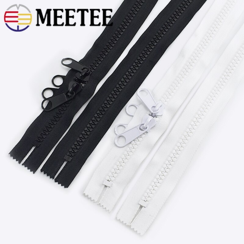 1/2/3/4/5/6Meters 10# Double Zip Sliders Resin Zipper For Tent Bags Outdoor Travel Long Coat DIY Clothing Sewing Accessories