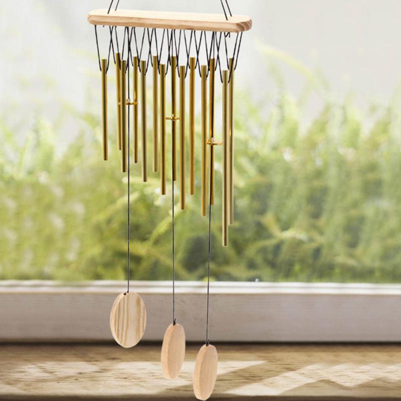 Portable Relaxing Wood Copper Tubes Wind Chimes Bells Bring Silvery Sound To The Garden Home Decor carillon de jardin