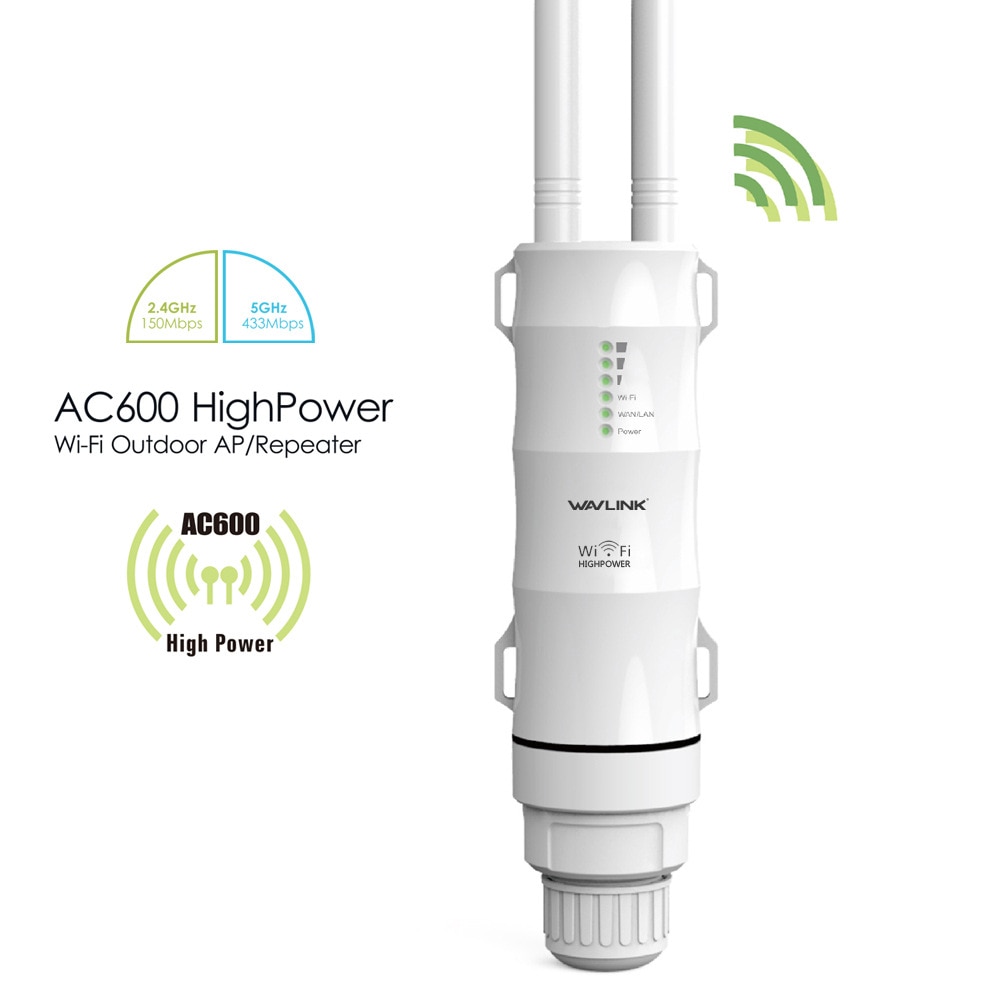 AC600 Wireless Waterproof 3-1 Repeater High-Power Outdoor WIFI Router/Access Point/CPE/WISP Dual Dand 2.4/5Ghz 12dBi Antenna POE