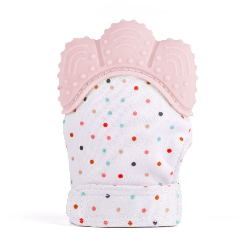 sûr Silicone bébé mitaine dentition mitaine dentition gant emballage de bonbon son dentition G0150: Rose