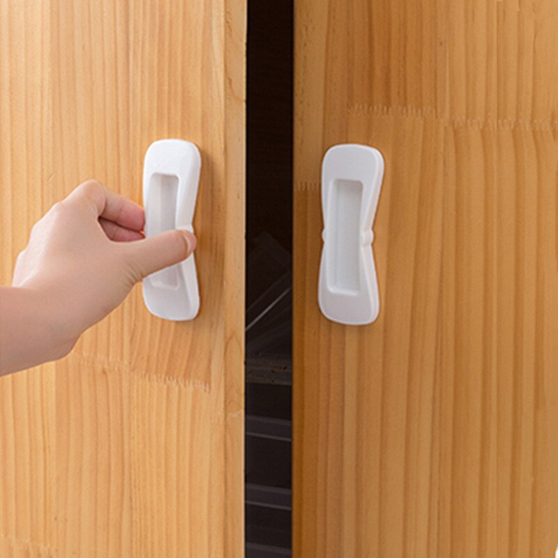 1Pair Plastic Self-adhesive Door Handles Wardrobe Pulls Door Glass door and window sliding door push-pull auxiliary door handle