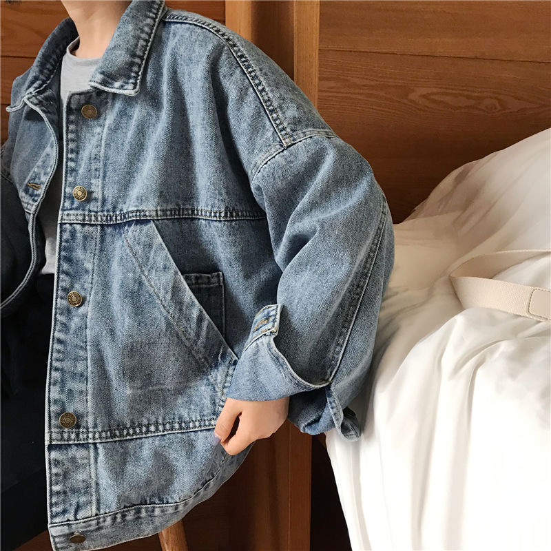 Basic Jackets Women Vintage Simple Spring Chic Denim Korean College Style Girls Jacket Stylish Turn-down Collar Ladies Outwear