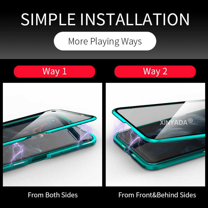 For Honor Magic7 Pro Magic 7 Case Tempered Glass Cover Case For Honor Magic 7 Pro 360 Full Body Flip Metal Magnetic Double Sided