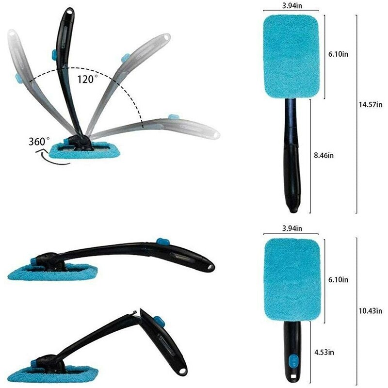 Car Folding Portable Water Spray Window Brush Glass Cleaner Wiper Scraper Windshield Rotating Fog Clean Brushes Windscreen Tool