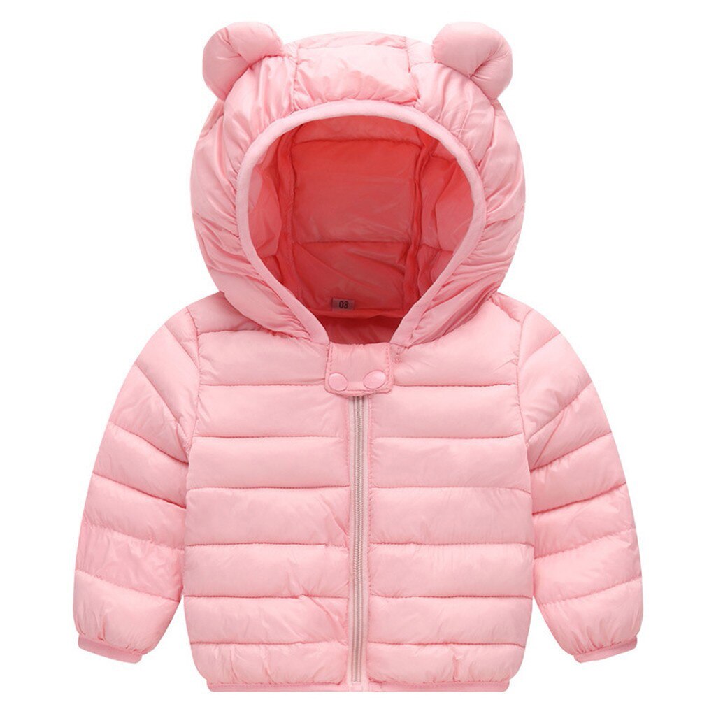 Baby Kinderen jas voor meisjes Jongens Winter Jassen Kinderen 'jas Zip Dikke Oren Sneeuw Hoodie Uitloper jas voor meisje # CL3: Roze / 9m