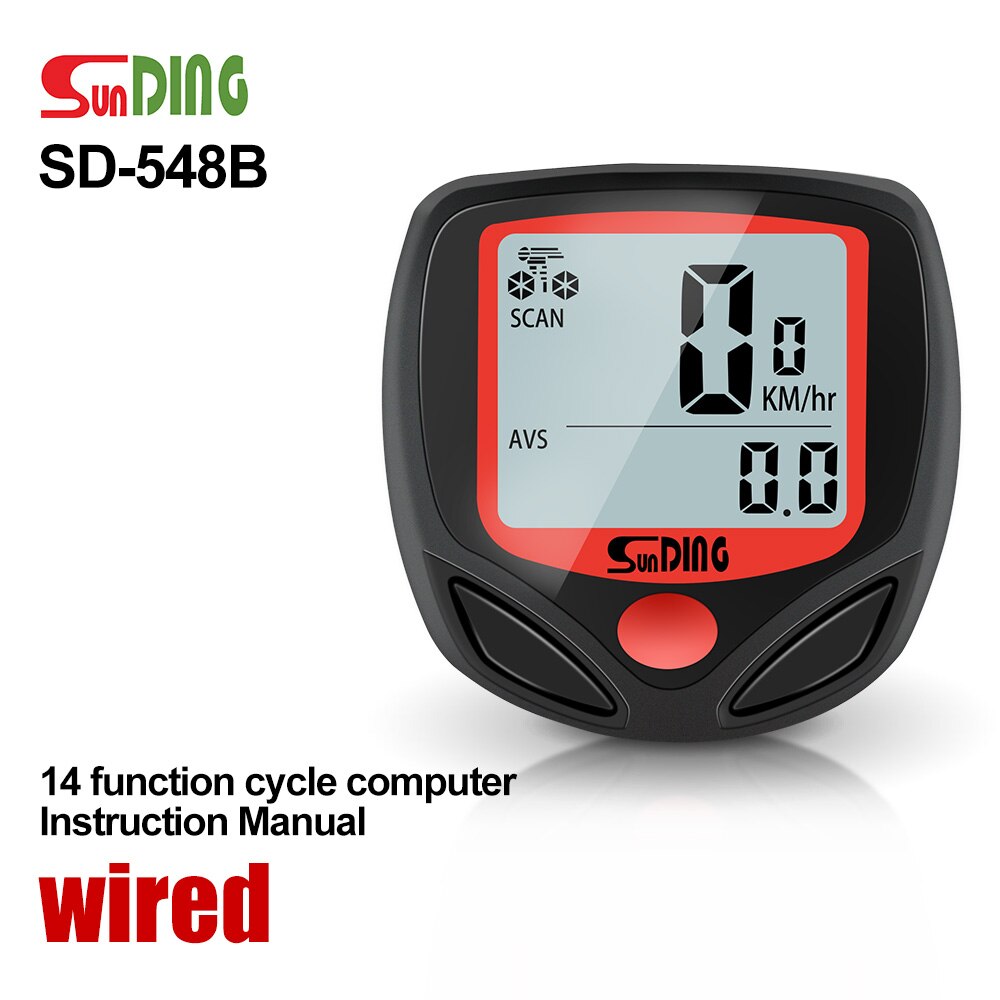 SUNDING SD-548B wired Bike Speed Meter SD-548C wireless Digital Bike Computer Multifunction Sensors Bicycle Computer Speedometer: SD-548B-wired