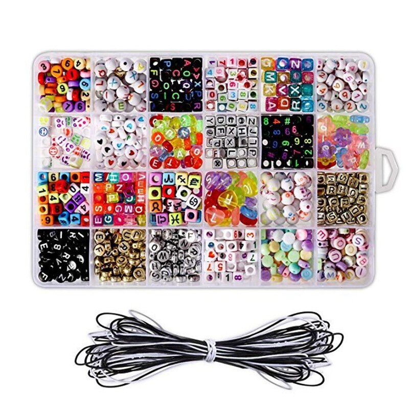 Cuentas acrílicas con letras en inglés, abalorios cuadrados planos del alfabeto, pulsera, collar para la fabricación de joyas, juego de bricolaje, juguetes para niños