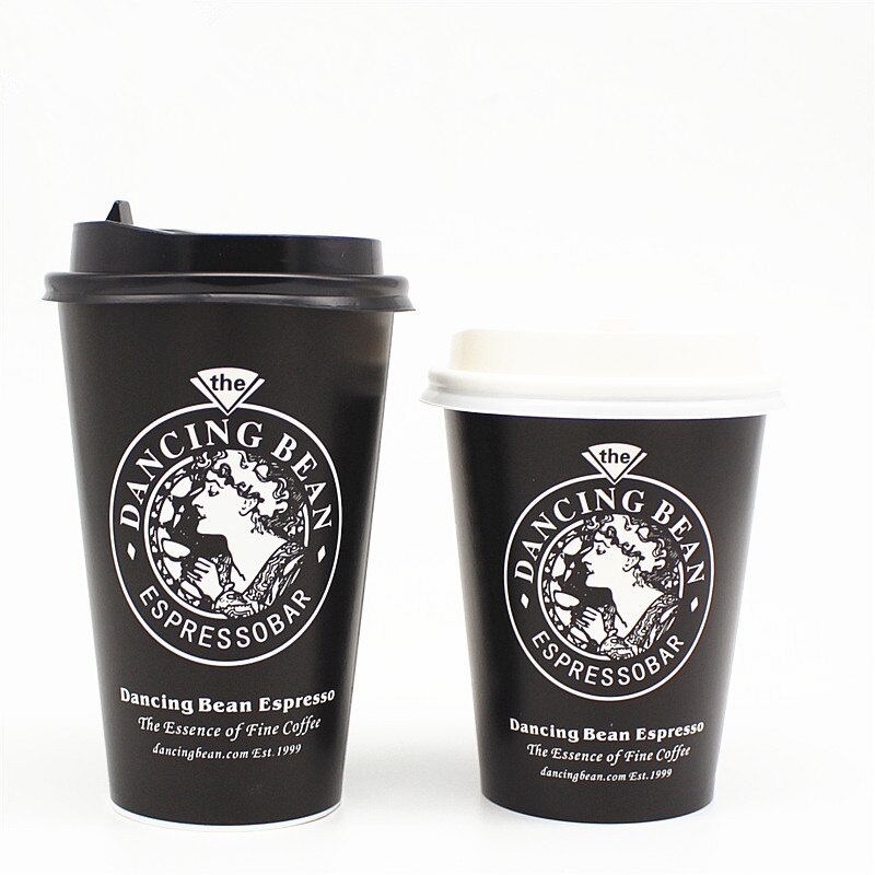 50 st amerikansk stil svart engångs kaffekopp fest bbq födelsedag eftermiddagste favorit dryck pappersmugg med lock