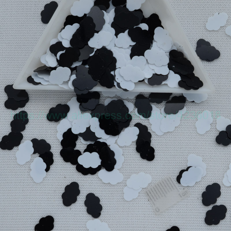 25g 6*9mm Leuke Cloud Vormige PVC losse Pailletten Voor Ambachten Pailetten Plakboek Decoratie Kid DIY Accessoire: 3. mix white black