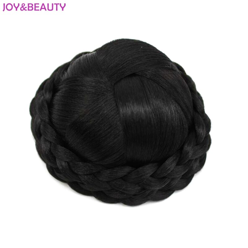 Joy&beauty hår flettet klip i hår knold chignon hårstykke donut roller bolle hårstykke håndstrikket fletning syntetisk chignon