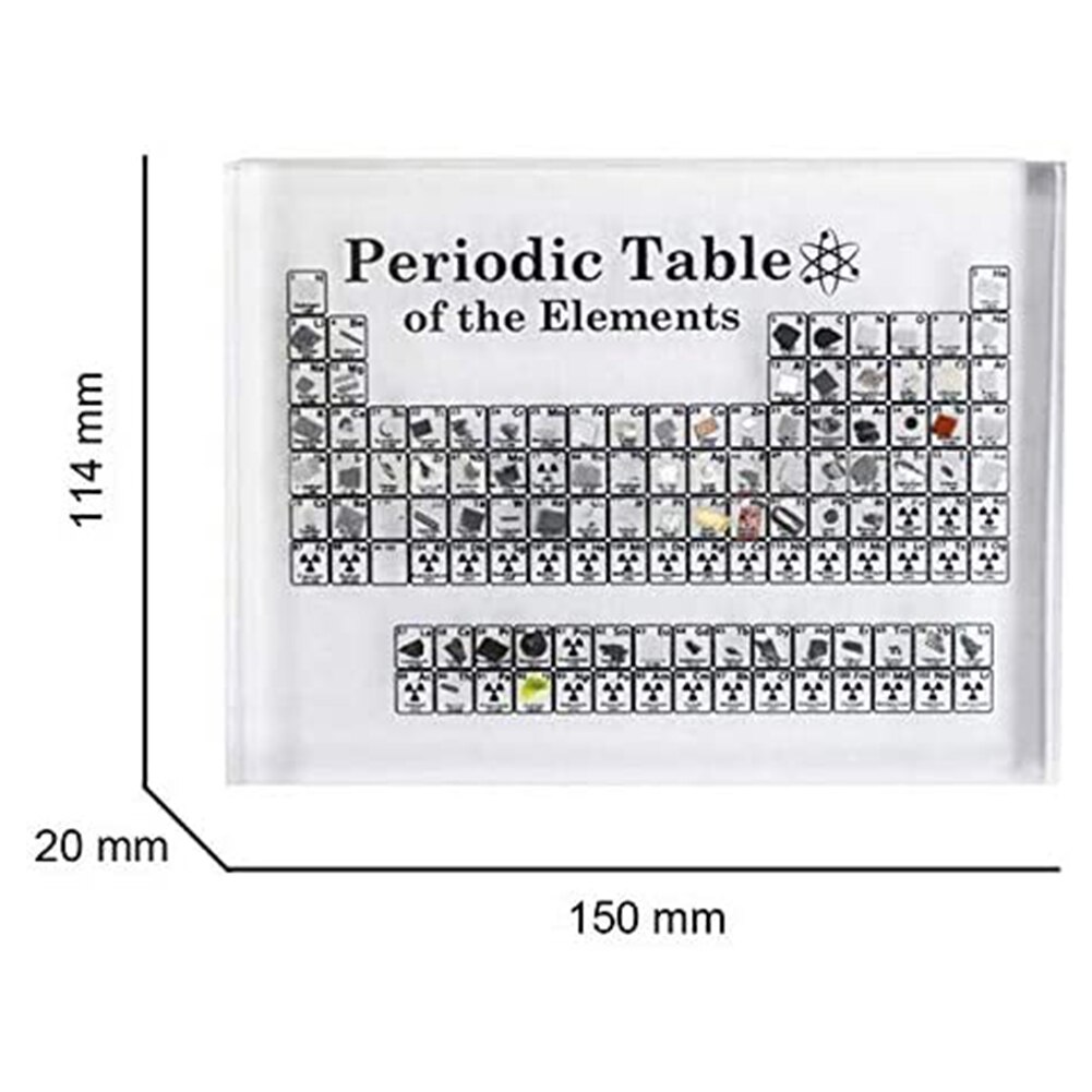 Periodisk system af elementer akryl undervisning skole krystal kemiske elementer vises med rigtige prøver lærerstuderende