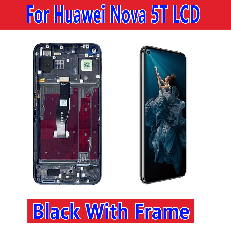 For Huawei Nova 5T Screen Assembly Nova5T LCD Display YAL-L21 YAL-L61A YAL-L71A Touchscreen LCD Display with Frame inner screen: Blue Lotus