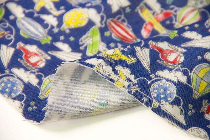 Demi-mètre tissu japonais Kokka bricolage | Patchwork pour bébé, tissu de coton à Double gaze, avion Ride A