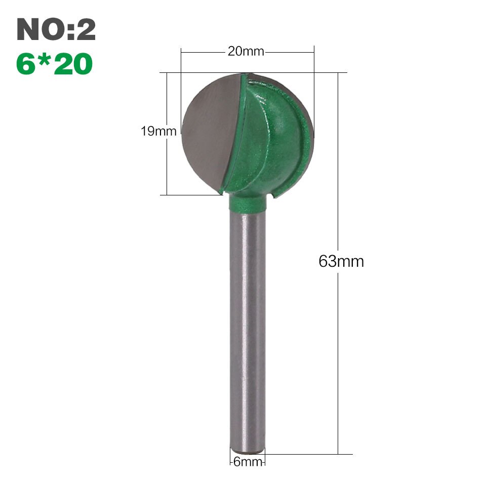 1PC 3MM 6MM Shank Milling Cutter Wood Carving Ball Nose Round Carving Cove CNC Milling Radius Core Tungsten Carbide Router Bit: 02