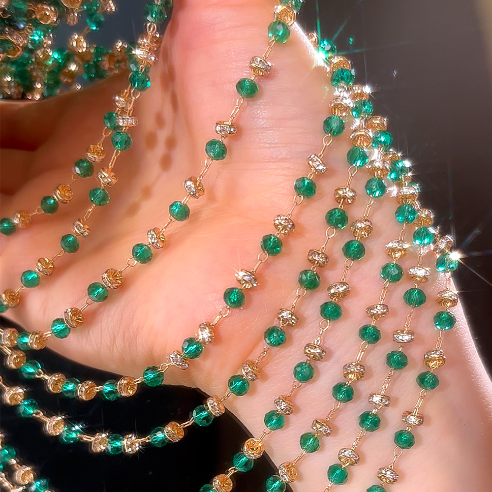 0,5 M 1M 2M bola de cristal roja cadena con cuentas cuentas de vidrio collar cadena accesorios para la fabricación de joyas componentes manualidades suministros DIY: 14 mm / Granate