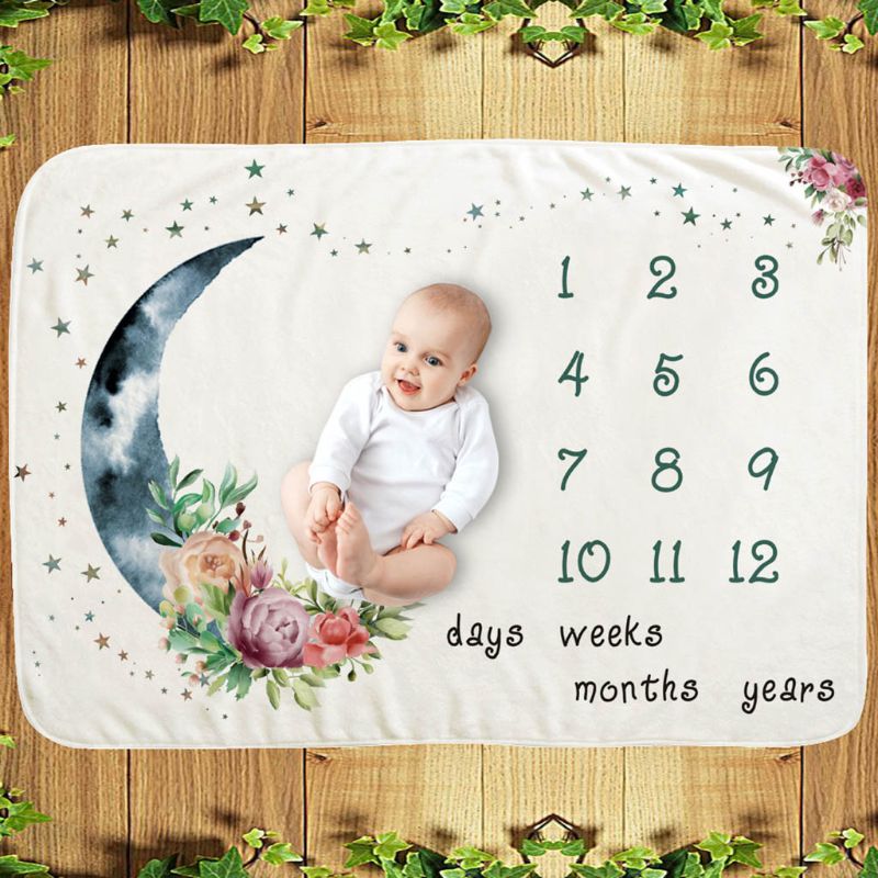 Infant Monthly Record Growth Milestone Blanket Newborn Photography Props Cloth