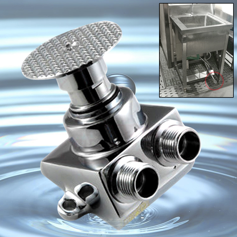 1x Copper Single Floor Foot Pedal Control Switch Valve Faucet Automatic Cold Water Tap Foot Pedal Valve for Hospitals Factories
