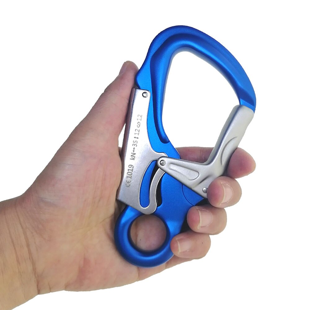 35KN Aluminum Alloy Rock Climbing Mountaineering Carabiner Captive Eye Forged Snap Hook Caving Rescue Auto Locking Clips Clasp
