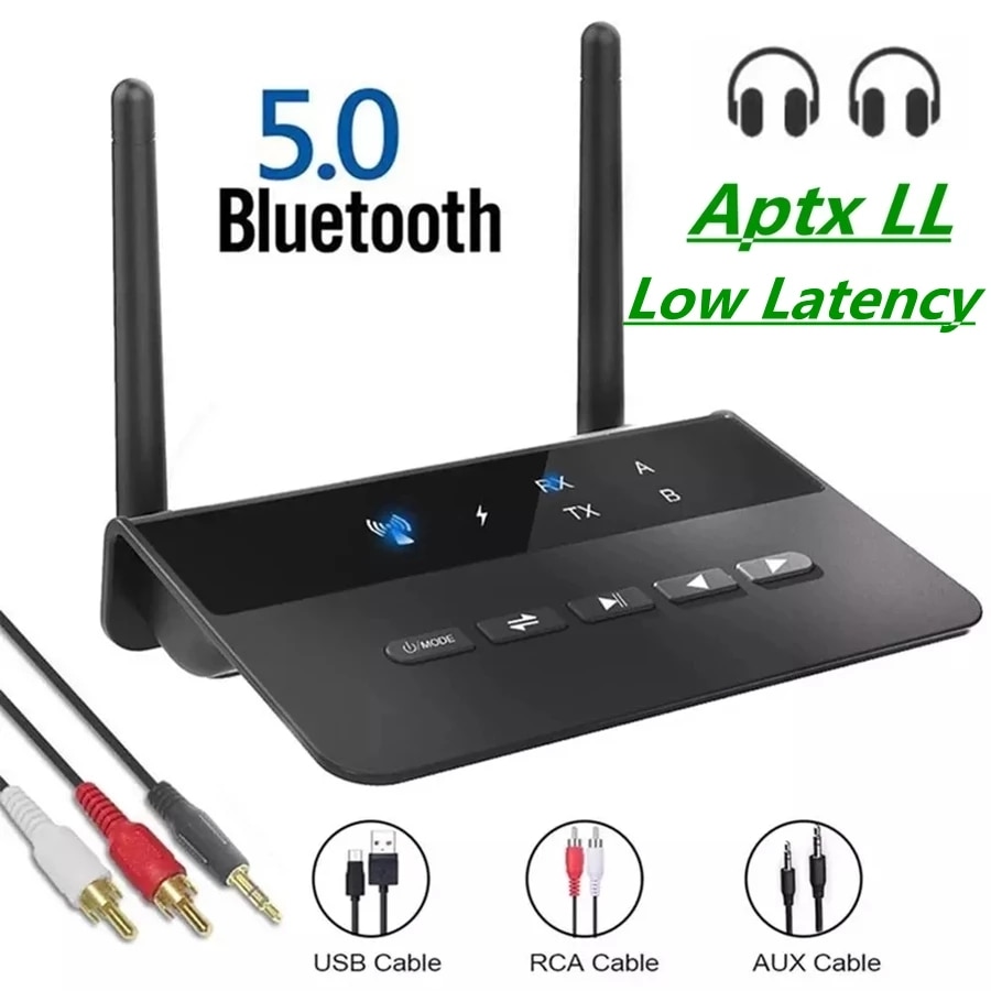 80M Bluetooth 5.0 trasmettitore ricevitore Aptx HD LL adattatore Audio Wireless a bassa latenza Jack AUX RCA da 3.5mm per cuffie TV PC